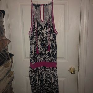 INC, Size LG, black & white flowers pink trim